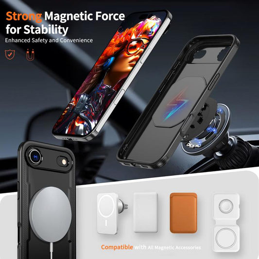 For iPhone Air Metal 360 Degree Rotation Holder MagSafe Phone Case(Black) - iPhone Air Cases by buy2fix | Online Shopping UK | buy2fix