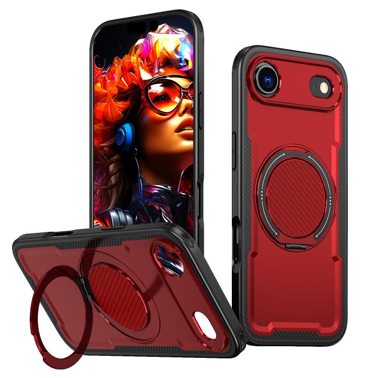 For iPhone Air Metal 360 Degree Rotation Holder MagSafe Phone Case(Red) - iPhone Air Cases by buy2fix | Online Shopping UK | buy2fix