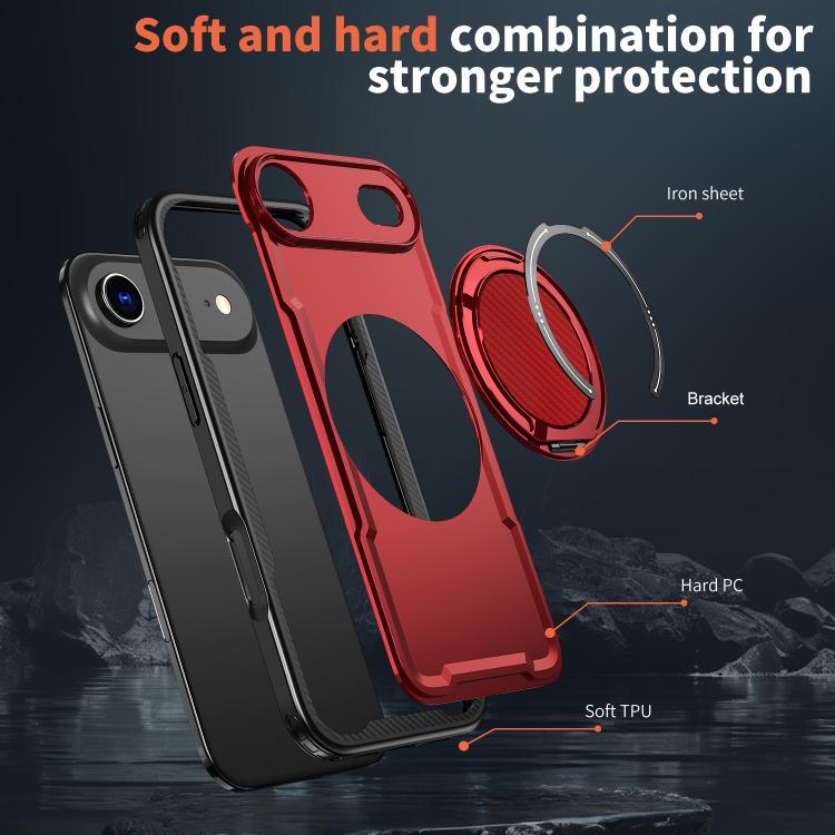 For iPhone Air Metal 360 Degree Rotation Holder MagSafe Phone Case(Red) - iPhone Air Cases by buy2fix | Online Shopping UK | buy2fix