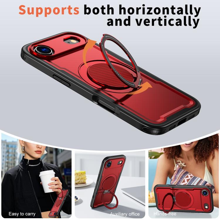 For iPhone Air Metal 360 Degree Rotation Holder MagSafe Phone Case(Red) - iPhone Air Cases by buy2fix | Online Shopping UK | buy2fix