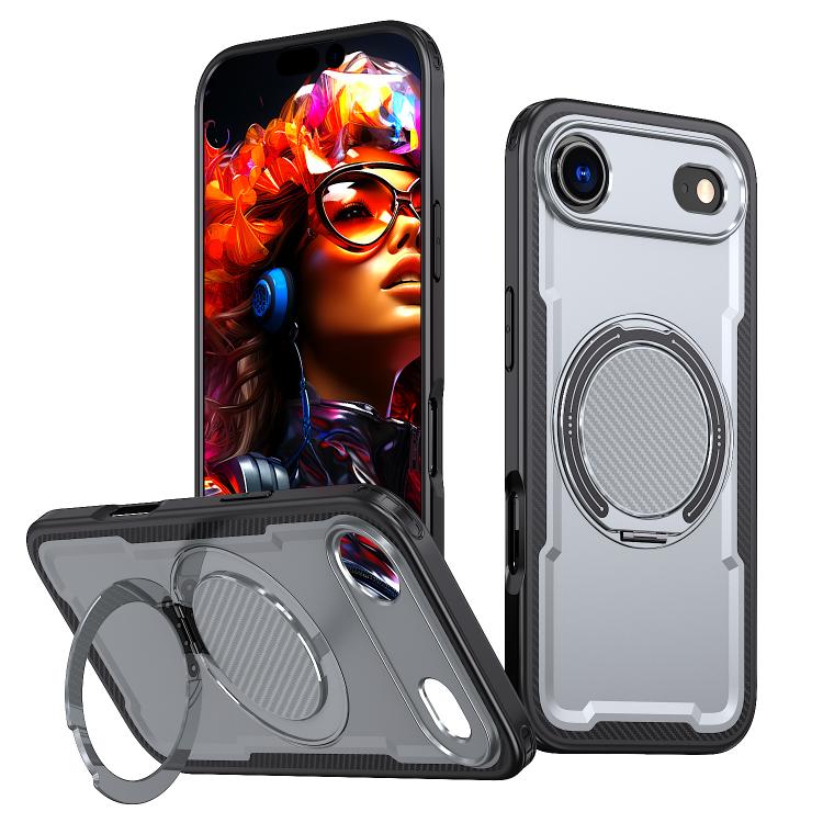 For iPhone Air Metal 360 Degree Rotation Holder MagSafe Phone Case(Grey) - iPhone Air Cases by buy2fix | Online Shopping UK | buy2fix