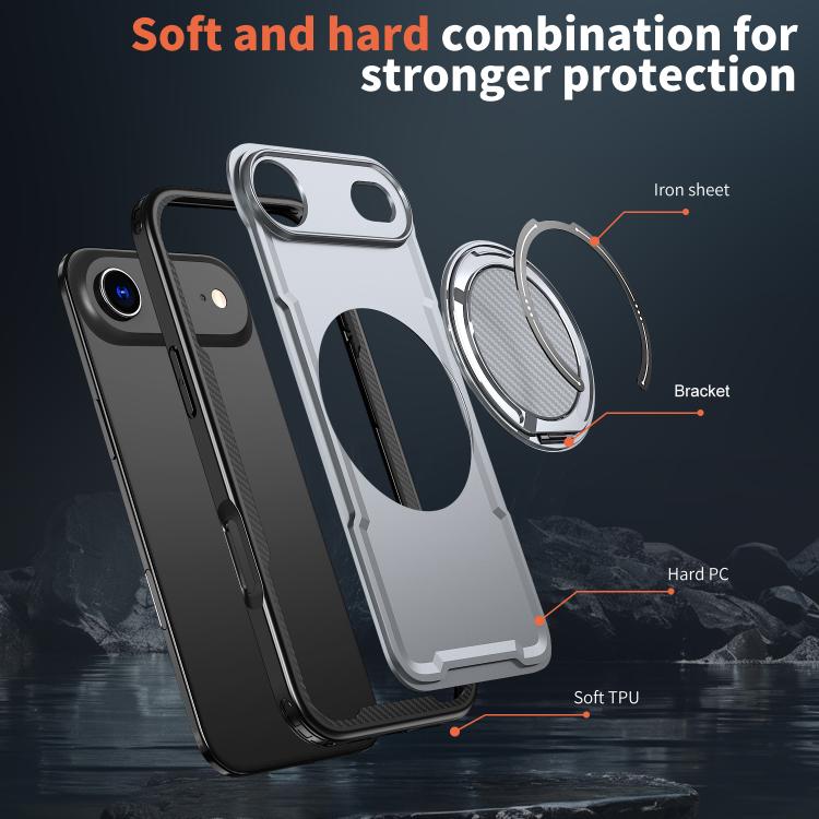 For iPhone Air Metal 360 Degree Rotation Holder MagSafe Phone Case(Grey) - iPhone Air Cases by buy2fix | Online Shopping UK | buy2fix