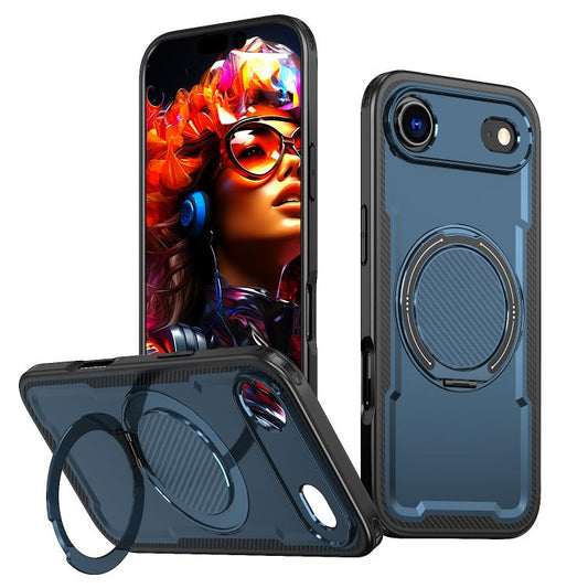 For iPhone Air Metal 360 Degree Rotation Holder MagSafe Phone Case(Navy Blue) - iPhone Air Cases by buy2fix | Online Shopping UK | buy2fix