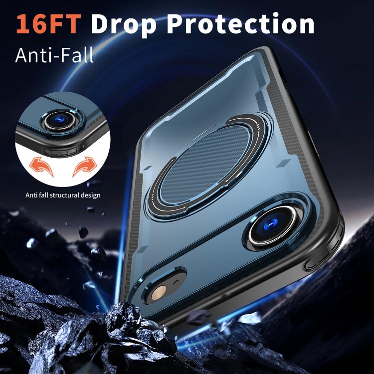 For iPhone Air Metal 360 Degree Rotation Holder MagSafe Phone Case(Navy Blue) - iPhone Air Cases by buy2fix | Online Shopping UK | buy2fix