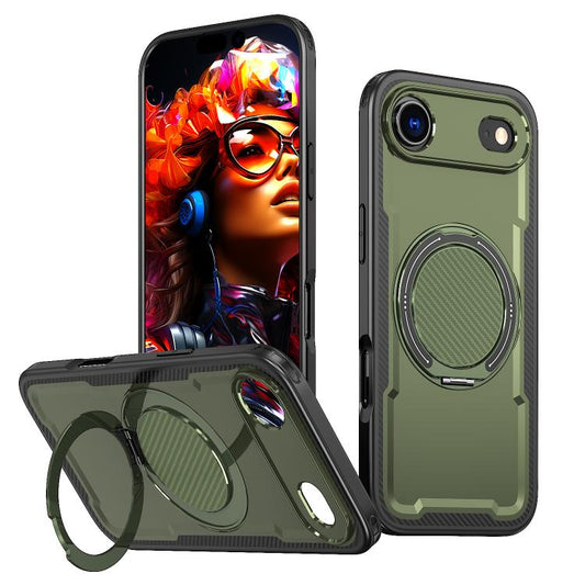 For iPhone Air Metal 360 Degree Rotation Holder MagSafe Phone Case(Olive Green) - iPhone Air Cases by buy2fix | Online Shopping UK | buy2fix