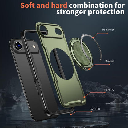 For iPhone Air Metal 360 Degree Rotation Holder MagSafe Phone Case(Olive Green) - iPhone Air Cases by buy2fix | Online Shopping UK | buy2fix