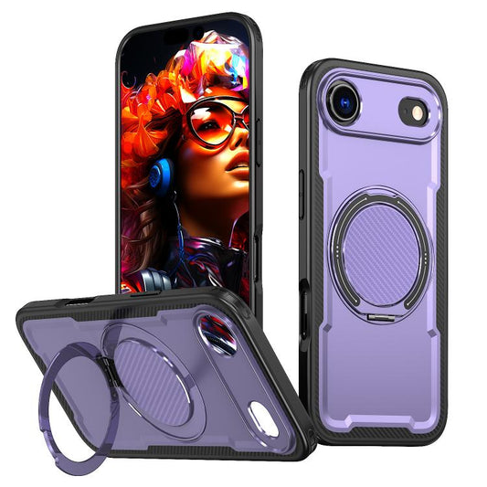 For iPhone Air Metal 360 Degree Rotation Holder MagSafe Phone Case(Purple) - iPhone Air Cases by buy2fix | Online Shopping UK | buy2fix