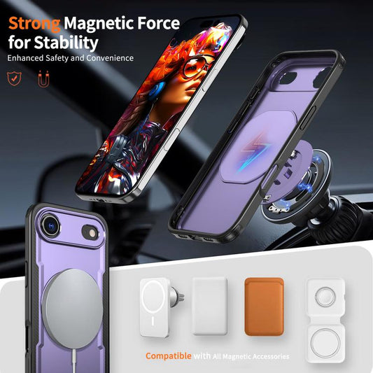 For iPhone Air Metal 360 Degree Rotation Holder MagSafe Phone Case(Purple) - iPhone Air Cases by buy2fix | Online Shopping UK | buy2fix