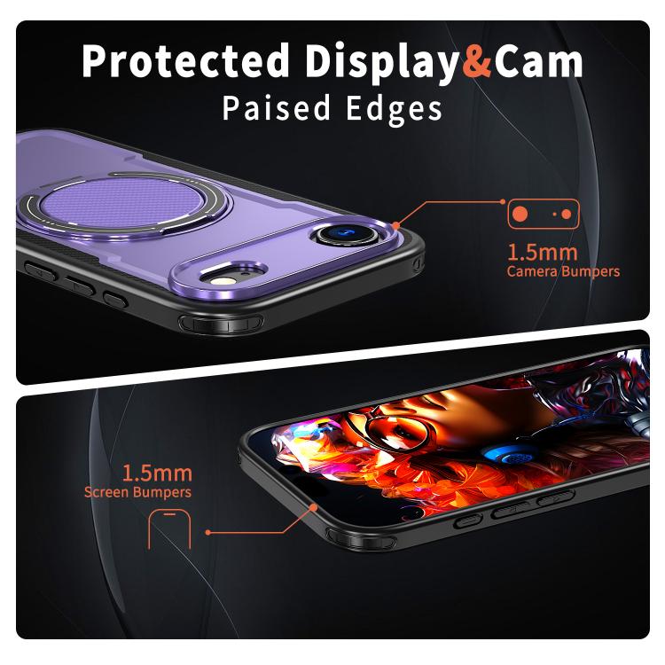 For iPhone Air Metal 360 Degree Rotation Holder MagSafe Phone Case(Purple) - iPhone Air Cases by buy2fix | Online Shopping UK | buy2fix