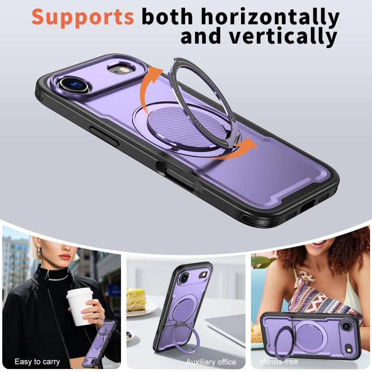 For iPhone Air Metal 360 Degree Rotation Holder MagSafe Phone Case(Purple) - iPhone Air Cases by buy2fix | Online Shopping UK | buy2fix