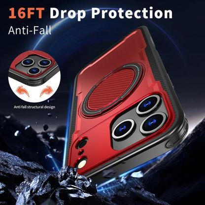 For iPhone 17 Pro Metal 360 Degree Rotation Holder MagSafe Phone Case(Red) - iPhone 17 Pro Cases by buy2fix | Online Shopping UK | buy2fix