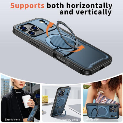 For iPhone 17 Pro Metal 360 Degree Rotation Holder MagSafe Phone Case(Navy Blue) - iPhone 17 Pro Cases by buy2fix | Online Shopping UK | buy2fix