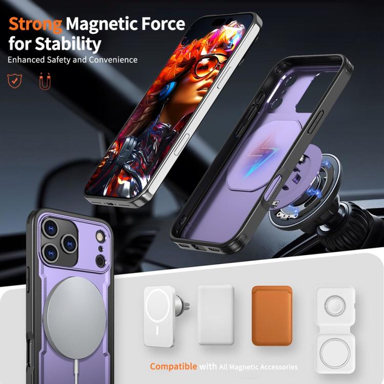 For iPhone 17 Pro Metal 360 Degree Rotation Holder MagSafe Phone Case(Purple) - iPhone 17 Pro Cases by buy2fix | Online Shopping UK | buy2fix