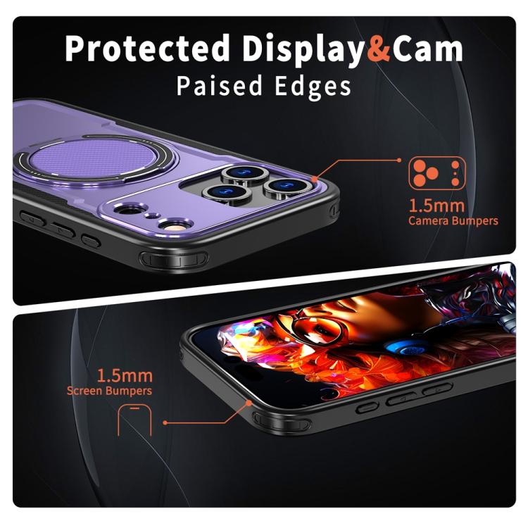 For iPhone 17 Pro Metal 360 Degree Rotation Holder MagSafe Phone Case(Purple) - iPhone 17 Pro Cases by buy2fix | Online Shopping UK | buy2fix