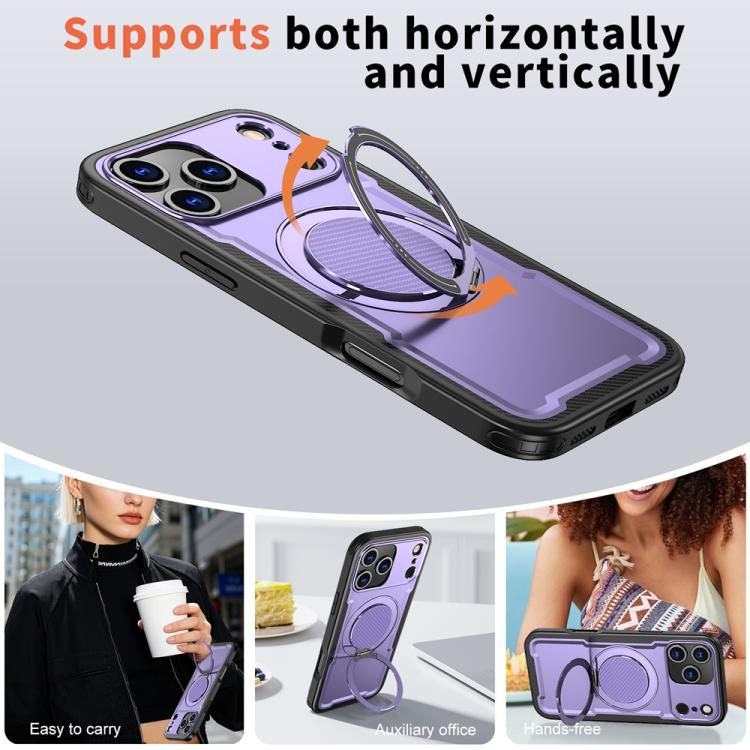 For iPhone 17 Pro Metal 360 Degree Rotation Holder MagSafe Phone Case(Purple) - iPhone 17 Pro Cases by buy2fix | Online Shopping UK | buy2fix