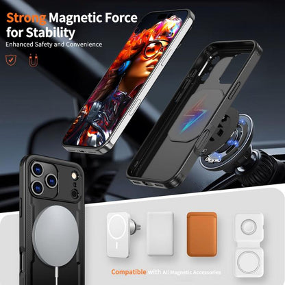 For iPhone 17 Pro Max Metal 360 Degree Rotation Holder MagSafe Phone Case(Black) - iPhone 17 Pro Max Cases by buy2fix | Online Shopping UK | buy2fix