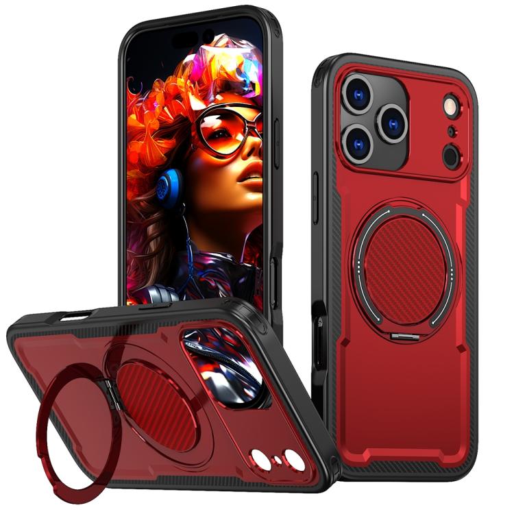 For iPhone 17 Pro Max Metal 360 Degree Rotation Holder MagSafe Phone Case(Red) - iPhone 17 Pro Max Cases by buy2fix | Online Shopping UK | buy2fix