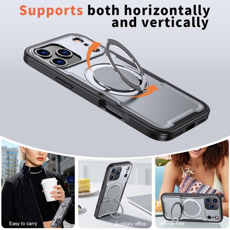 For iPhone 17 Pro Max Metal 360 Degree Rotation Holder MagSafe Phone Case(Grey) - iPhone 17 Pro Max Cases by buy2fix | Online Shopping UK | buy2fix