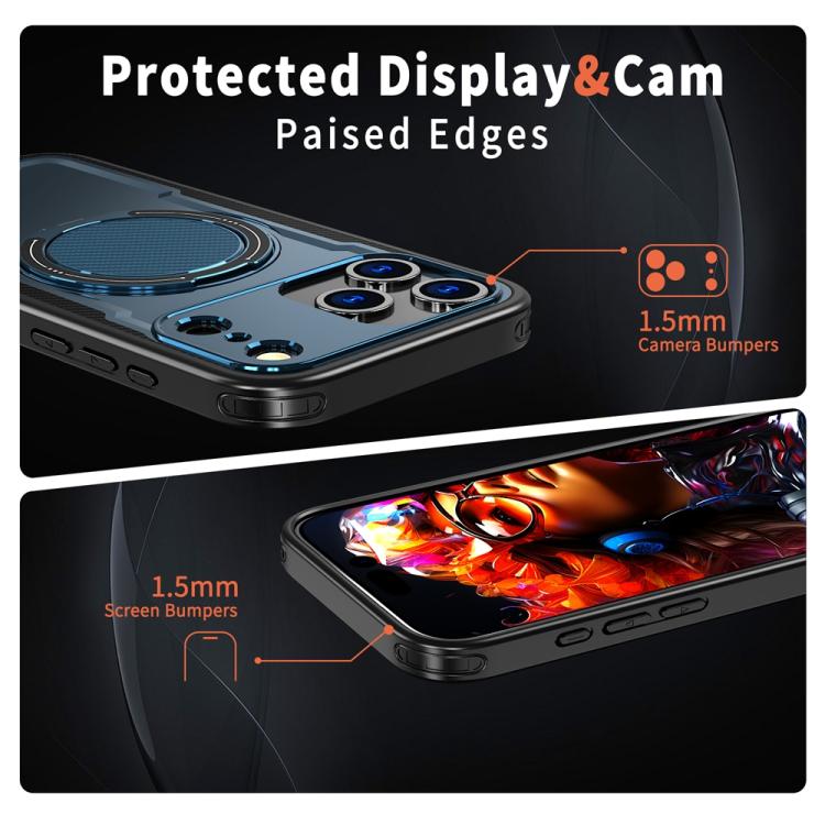 For iPhone 17 Pro Max Metal 360 Degree Rotation Holder MagSafe Phone Case(Navy Blue) - iPhone 17 Pro Max Cases by buy2fix | Online Shopping UK | buy2fix