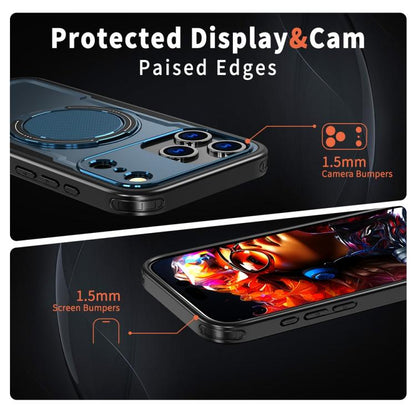 For iPhone 17 Pro Max Metal 360 Degree Rotation Holder MagSafe Phone Case(Navy Blue) - iPhone 17 Pro Max Cases by buy2fix | Online Shopping UK | buy2fix