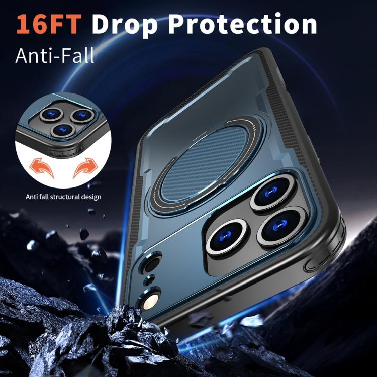 For iPhone 17 Pro Max Metal 360 Degree Rotation Holder MagSafe Phone Case(Navy Blue) - iPhone 17 Pro Max Cases by buy2fix | Online Shopping UK | buy2fix