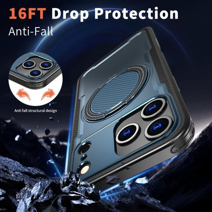 For iPhone 17 Pro Max Metal 360 Degree Rotation Holder MagSafe Phone Case(Navy Blue) - iPhone 17 Pro Max Cases by buy2fix | Online Shopping UK | buy2fix