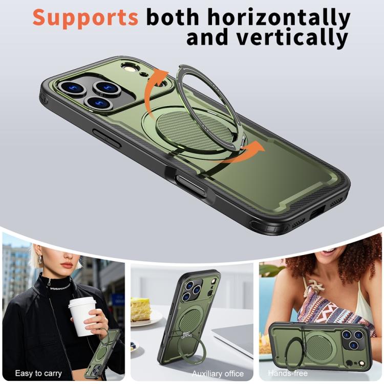 For iPhone 17 Pro Max Metal 360 Degree Rotation Holder MagSafe Phone Case(Olive Green) - iPhone 17 Pro Max Cases by buy2fix | Online Shopping UK | buy2fix