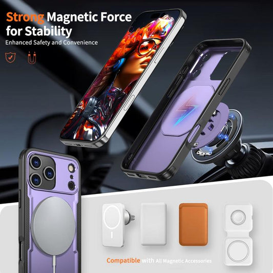 For iPhone 17 Pro Max Metal 360 Degree Rotation Holder MagSafe Phone Case(Purple) - iPhone 17 Pro Max Cases by buy2fix | Online Shopping UK | buy2fix