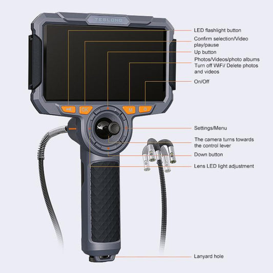 TESLONG TF600 6 Inch Screen 360 Degree Steering Industrial Endoscope 1.55m Length, Model:6.5mm Single Lens -  by TESLONG | Online Shopping UK | buy2fix