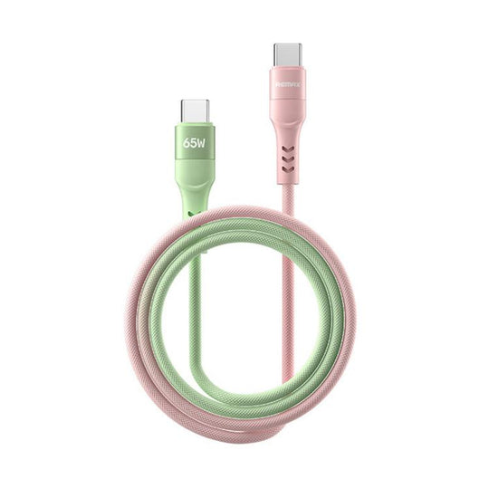 REMAX CB16 PD65W Type-C to Type-C Macaron Braided Fast Charging Data Cable, Length: 1.2m(Pink Green)