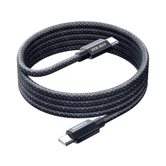 REMAX CB01 PD65W Type-C to Type-C Aluminum Alloy Braided Fast Charging Data Cable with LED Light, Length: 1.2m(Black) - USB-C & Type-C Cable by REMAX | Online Shopping UK | buy2fix