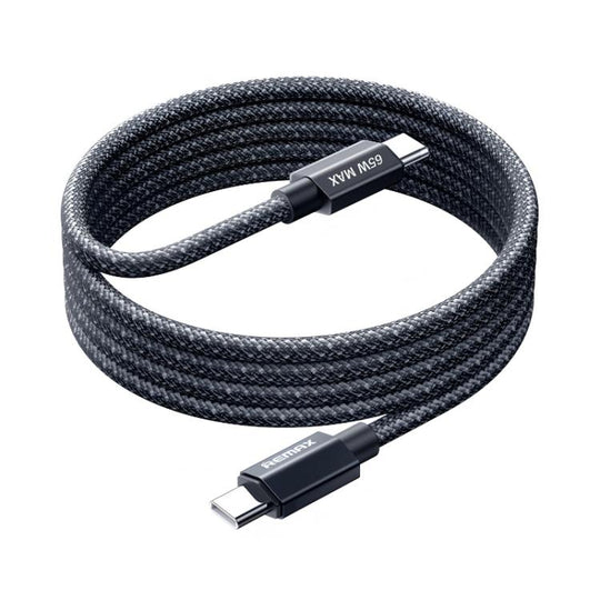 REMAX CB01 PD65W Type-C to Type-C Aluminum Alloy Braided Fast Charging Data Cable with LED Light, Length: 1.2m(Black)