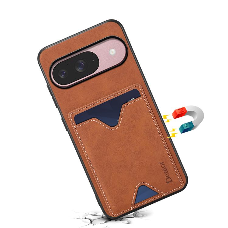 For Google Pixel 10 Pro / Pixel 10 Denior D06 PU Back Cover Card Slot Holder Phone Case(Brown) - Google Cases by Denior | Online Shopping UK | buy2fix