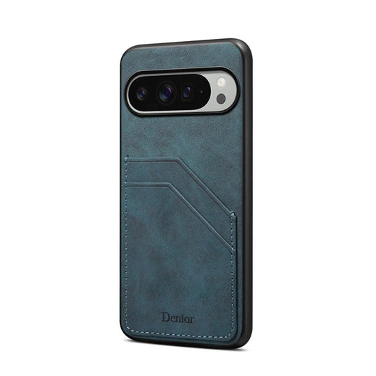 For Google Pixel 10 Pro XL Denior D09 PU Dual Card Slot Back Cover Phone Case(Blue)