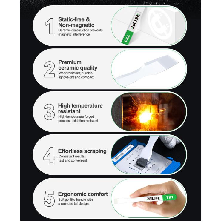 Relife TK1 Non-magnetic Anti-static Ceramic Scraper - Dust Remove Tool by RELIFE | Online Shopping UK | buy2fix