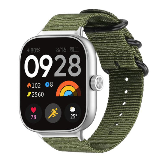 For Xiaomi Band 10 Pro/9 Pro/Redmi Watch 6/5/4 xDfind Ring Buckle Nylon Canvas Watch Band(Army Green)