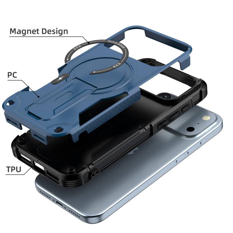 For iPhone 17 Pro Max Armor Magsafe Holder PC Hybrid TPU Phone Case(Dark Blue) - iPhone 17 Pro Max Cases by buy2fix | Online Shopping UK | buy2fix