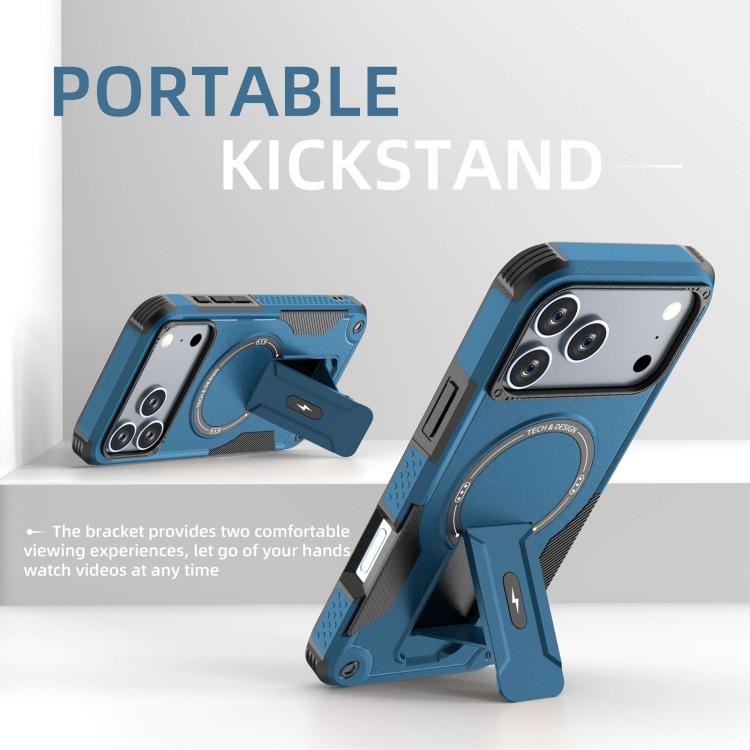 For iPhone 17 Pro Max Armor Magsafe Holder PC Hybrid TPU Phone Case(Dark Blue) - iPhone 17 Pro Max Cases by buy2fix | Online Shopping UK | buy2fix