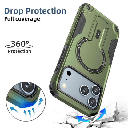 For iPhone 17 Pro Max Armor Magsafe Holder PC Hybrid TPU Phone Case(Army Green) - iPhone 17 Pro Max Cases by buy2fix | Online Shopping UK | buy2fix