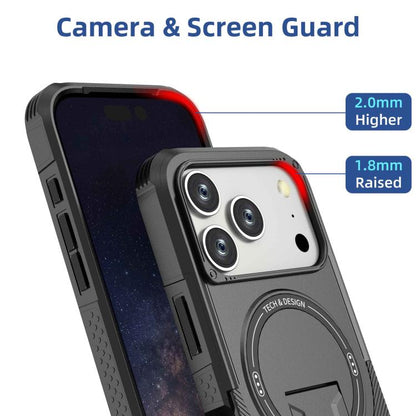 For iPhone 17 Pro Armor Magsafe Holder PC Hybrid TPU Phone Case(Black) - iPhone 17 Pro Cases by buy2fix | Online Shopping UK | buy2fix