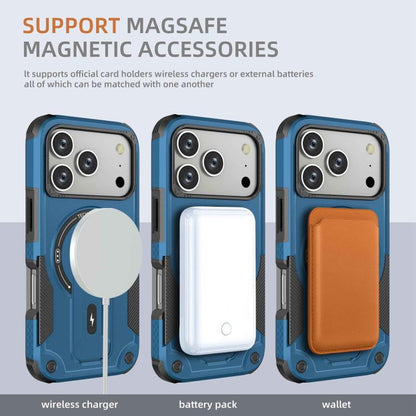 For iPhone 17 Pro Armor Magsafe Holder PC Hybrid TPU Phone Case(Dark Blue) - iPhone 17 Pro Cases by buy2fix | Online Shopping UK | buy2fix
