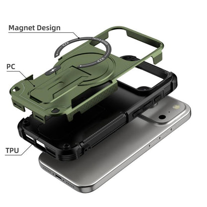 For iPhone 17 Pro Armor Magsafe Holder PC Hybrid TPU Phone Case(Army Green) - iPhone 17 Pro Cases by buy2fix | Online Shopping UK | buy2fix