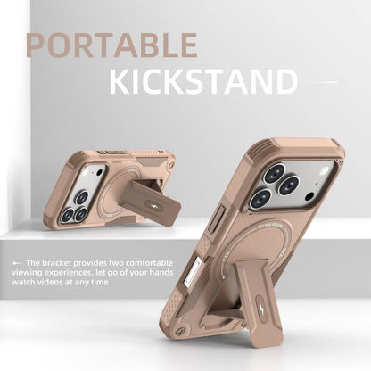 For iPhone 17 Pro Armor Magsafe Holder PC Hybrid TPU Phone Case(Desert Gold) - iPhone 17 Pro Cases by buy2fix | Online Shopping UK | buy2fix