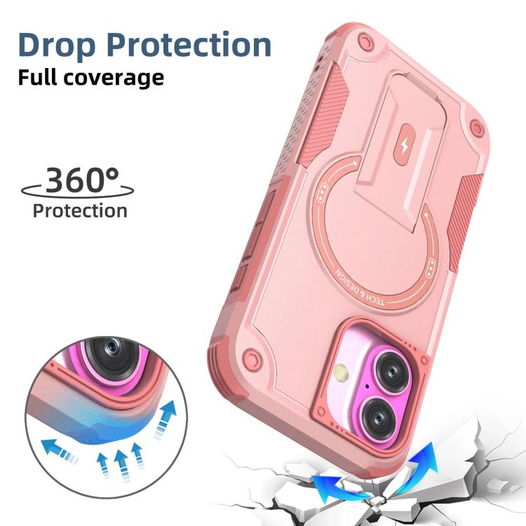 For iPhone 17 Armor Magsafe Holder PC Hybrid TPU Phone Case(Pink) - iPhone 17 Cases by buy2fix | Online Shopping UK | buy2fix