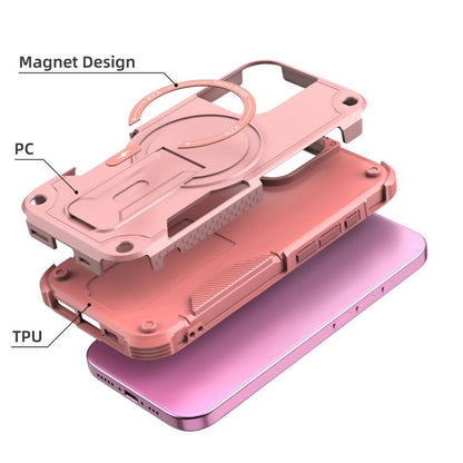 For iPhone 17 Armor Magsafe Holder PC Hybrid TPU Phone Case(Pink) - iPhone 17 Cases by buy2fix | Online Shopping UK | buy2fix