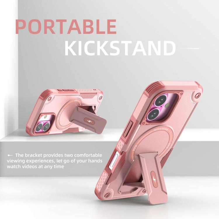 For iPhone 17 Armor Magsafe Holder PC Hybrid TPU Phone Case(Pink) - iPhone 17 Cases by buy2fix | Online Shopping UK | buy2fix