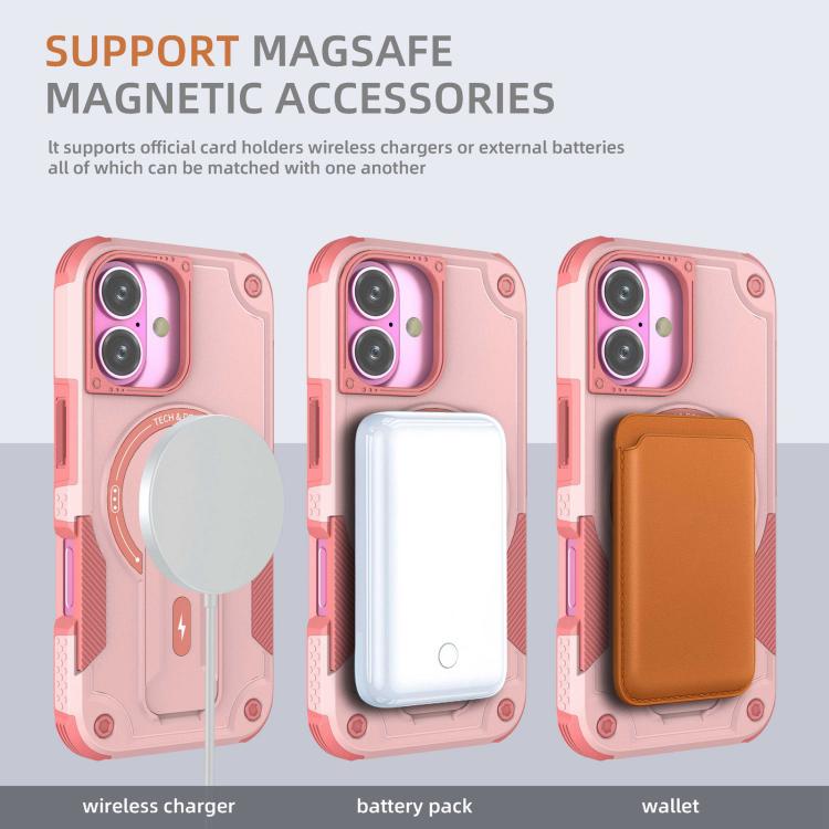 For iPhone 17 Armor Magsafe Holder PC Hybrid TPU Phone Case(Pink) - iPhone 17 Cases by buy2fix | Online Shopping UK | buy2fix