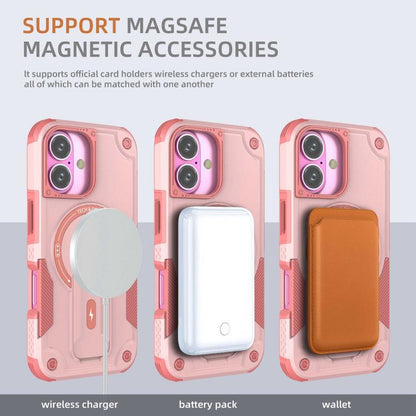 For iPhone 17 Armor Magsafe Holder PC Hybrid TPU Phone Case(Pink) - iPhone 17 Cases by buy2fix | Online Shopping UK | buy2fix