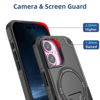For iPhone 17 Armor Magsafe Holder PC Hybrid TPU Phone Case(Black) - iPhone 17 Cases by buy2fix | Online Shopping UK | buy2fix
