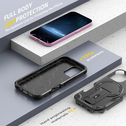 For iPhone 17 Armor Magsafe Holder PC Hybrid TPU Phone Case(Black) - iPhone 17 Cases by buy2fix | Online Shopping UK | buy2fix